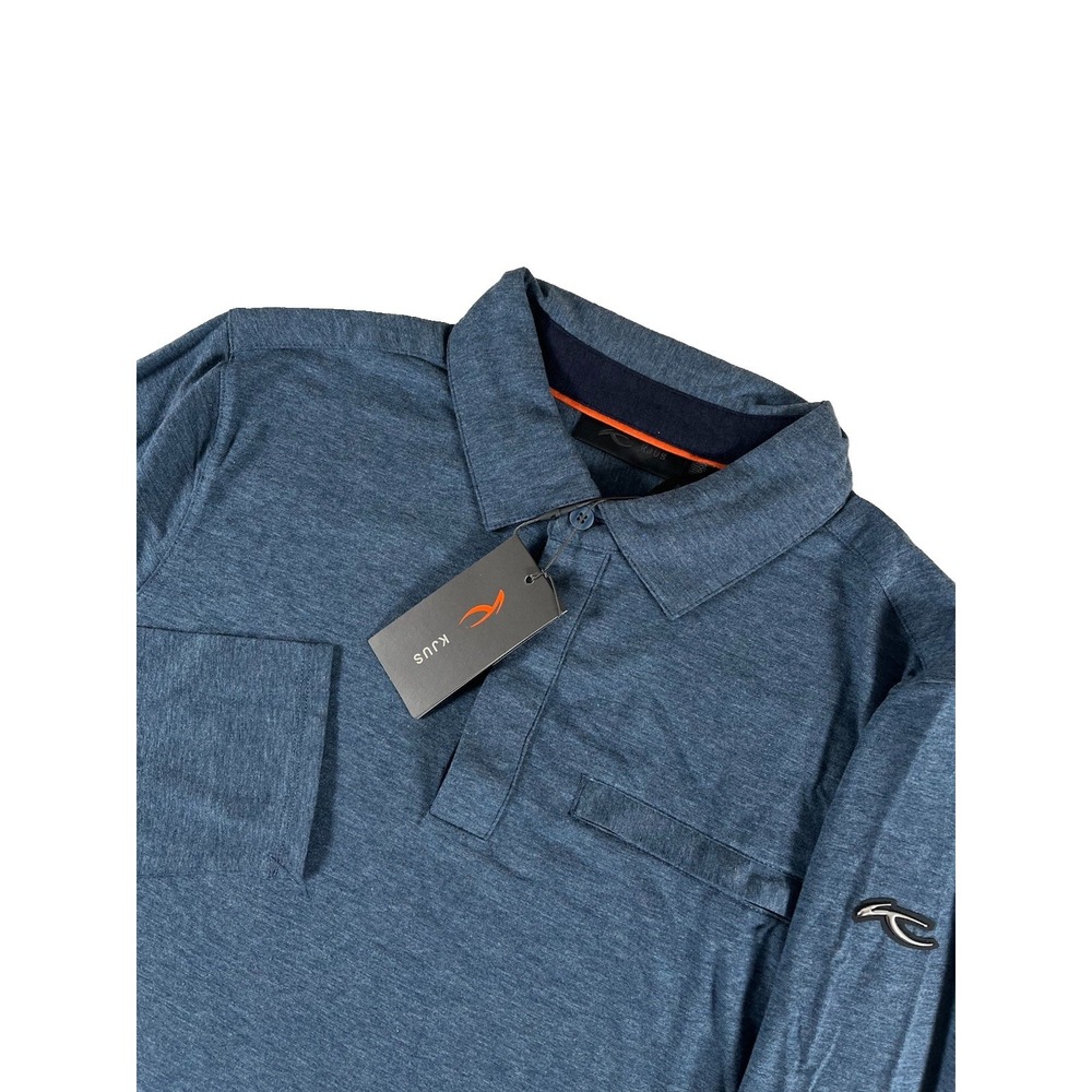KJUS Inverness Blue Long Sleeve Cashmere Blend Performance Polo Men's Sz Med 50